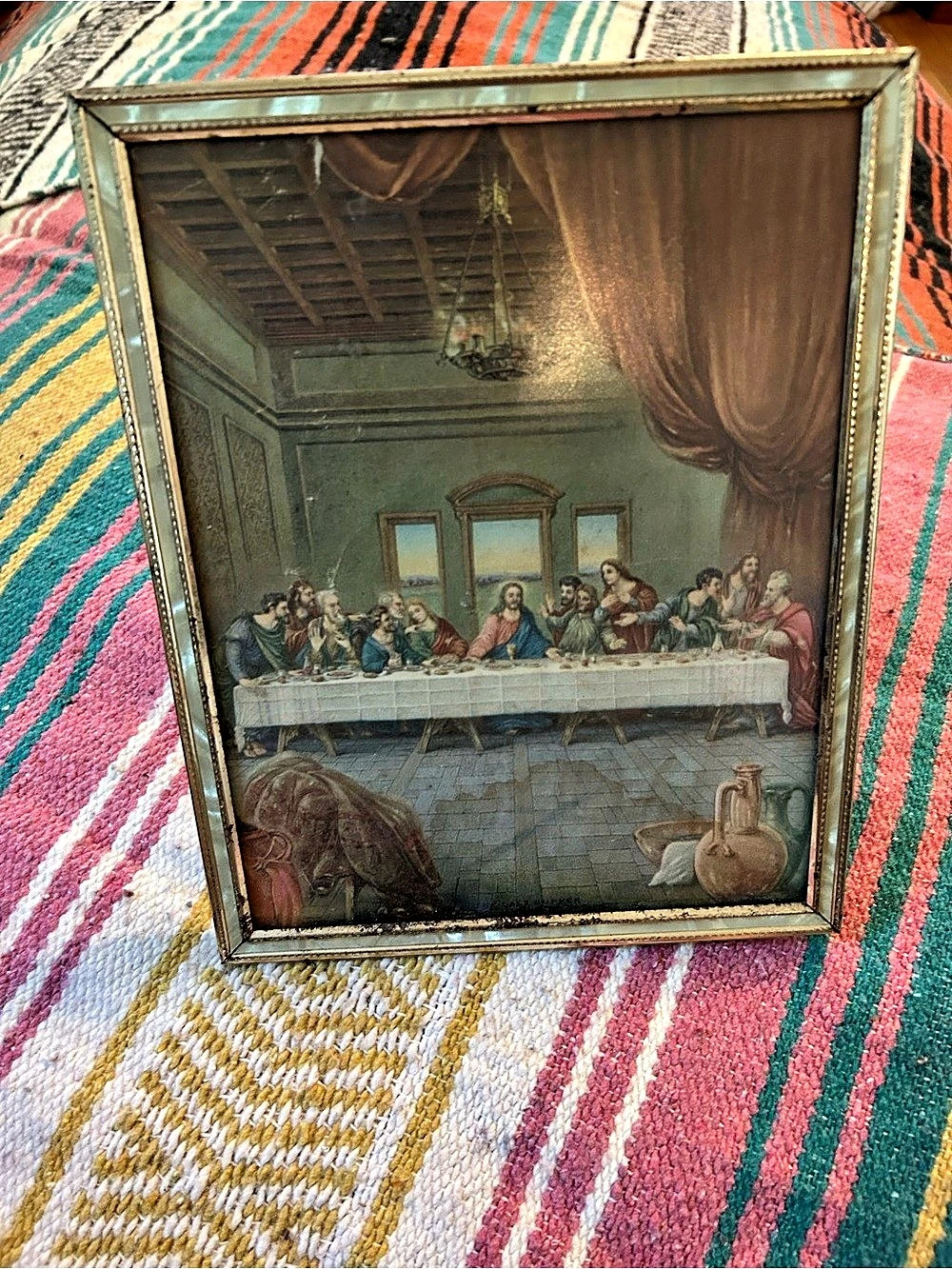 Framed Last Supper Art Print Brown & Multicolor